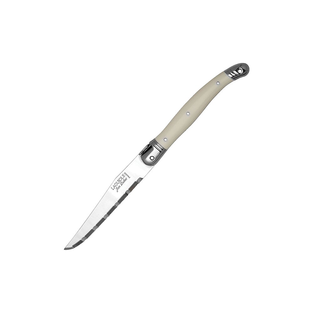Нож для стейка; сталь нерж., пластик; L=110/225, B=15мм; белый