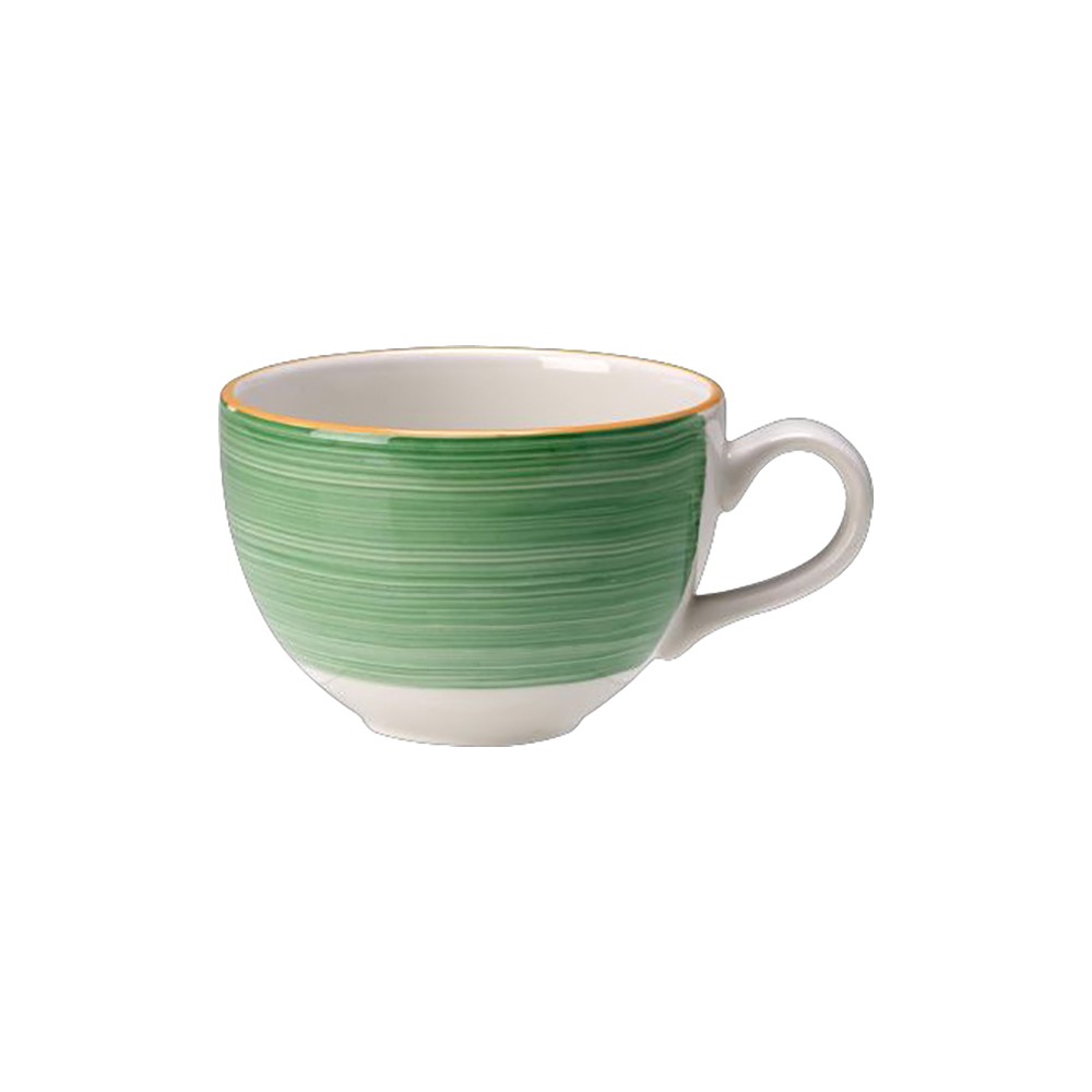 Чашка чайная «Рио Грин»; фарфор; 228мл; D=9, H=6см; белый, зелен.
