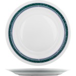 Блюдо круглое «Риалто»; стекло; D=293, H=23мм; белый, зелен.