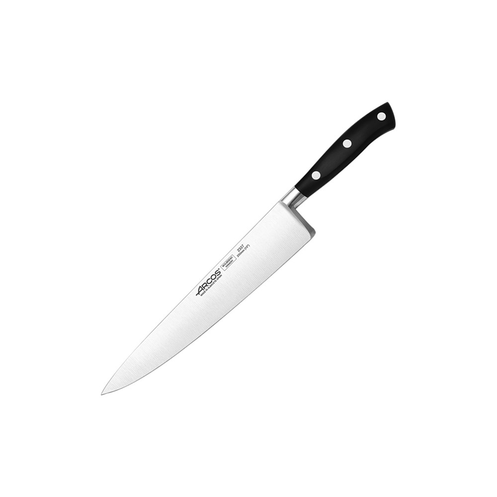 Нож поварской «Ривьера»; сталь нерж., полиоксиметилен; L=370/250, B=45мм; черный, металлич.