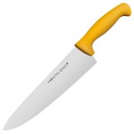 Нож поварской «Проотель»; сталь нерж., пластик; L=380/240, B=55мм; желт., металлич.