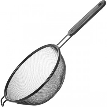 Сито с пласт. ручкой; антиприг.покр.; D=20, H=8, L=39см; черный