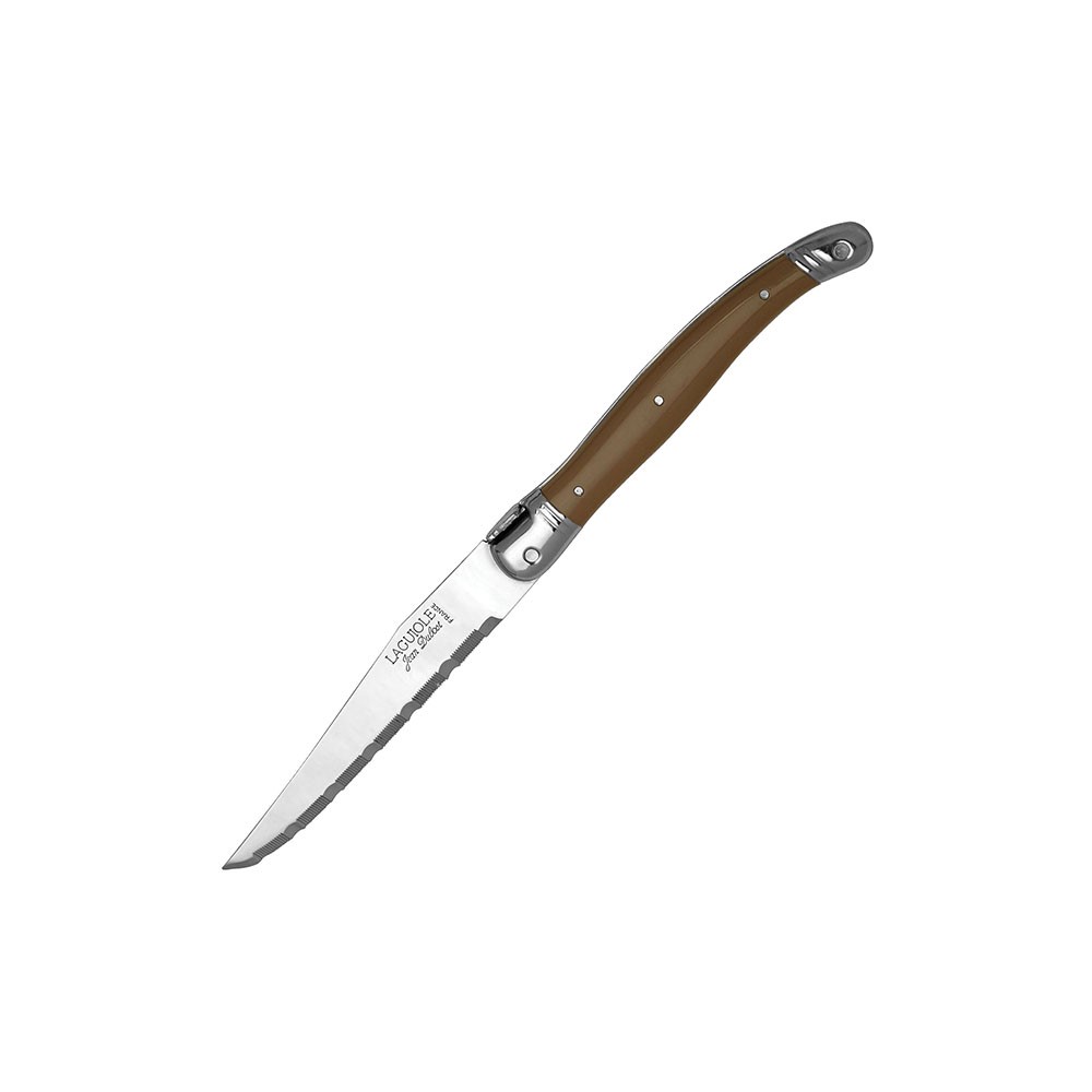 Нож для стейка; сталь нерж., пластик; L=110/225, B=15мм; св.корич.