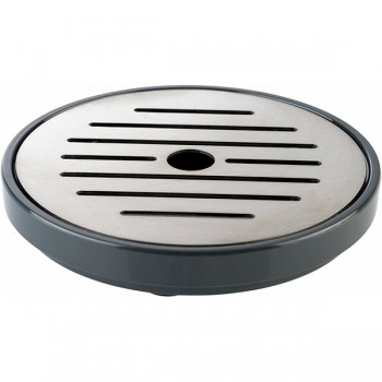 Подставка для стакана (каплесборная); пластик, сталь нерж.; D=95, H=15мм; черный