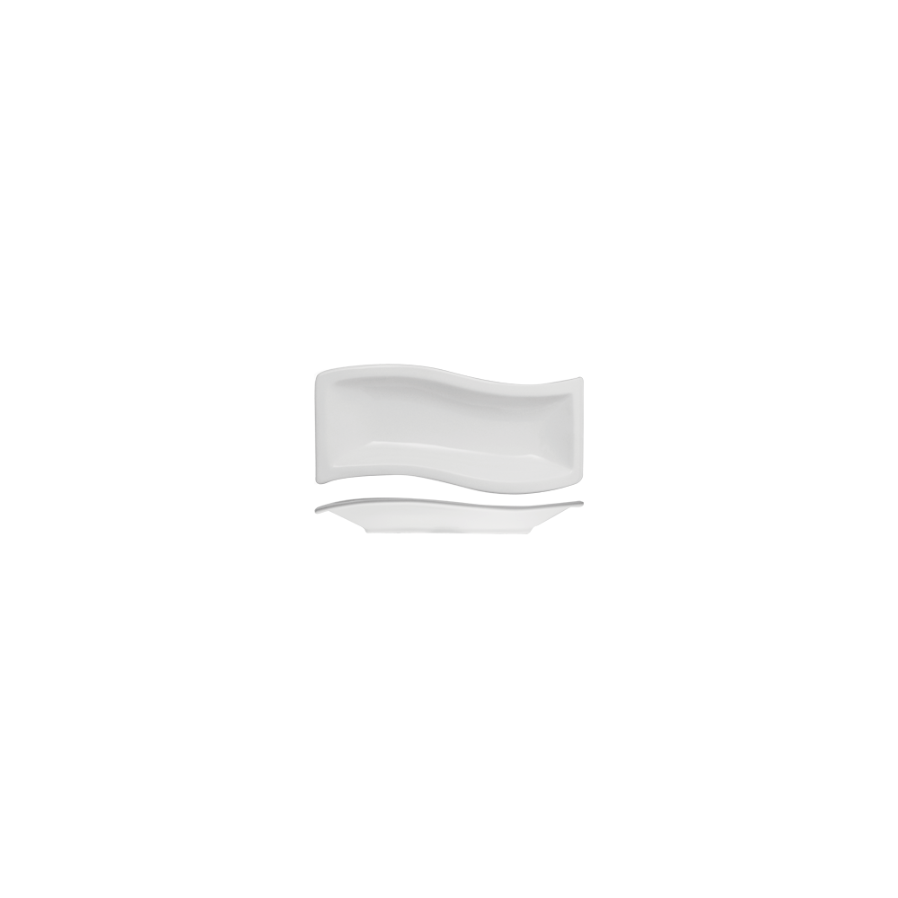 Блюдо волн. прямоугольное «Кунстверк»; фарфор; H=25, L=260, B=100мм; белый