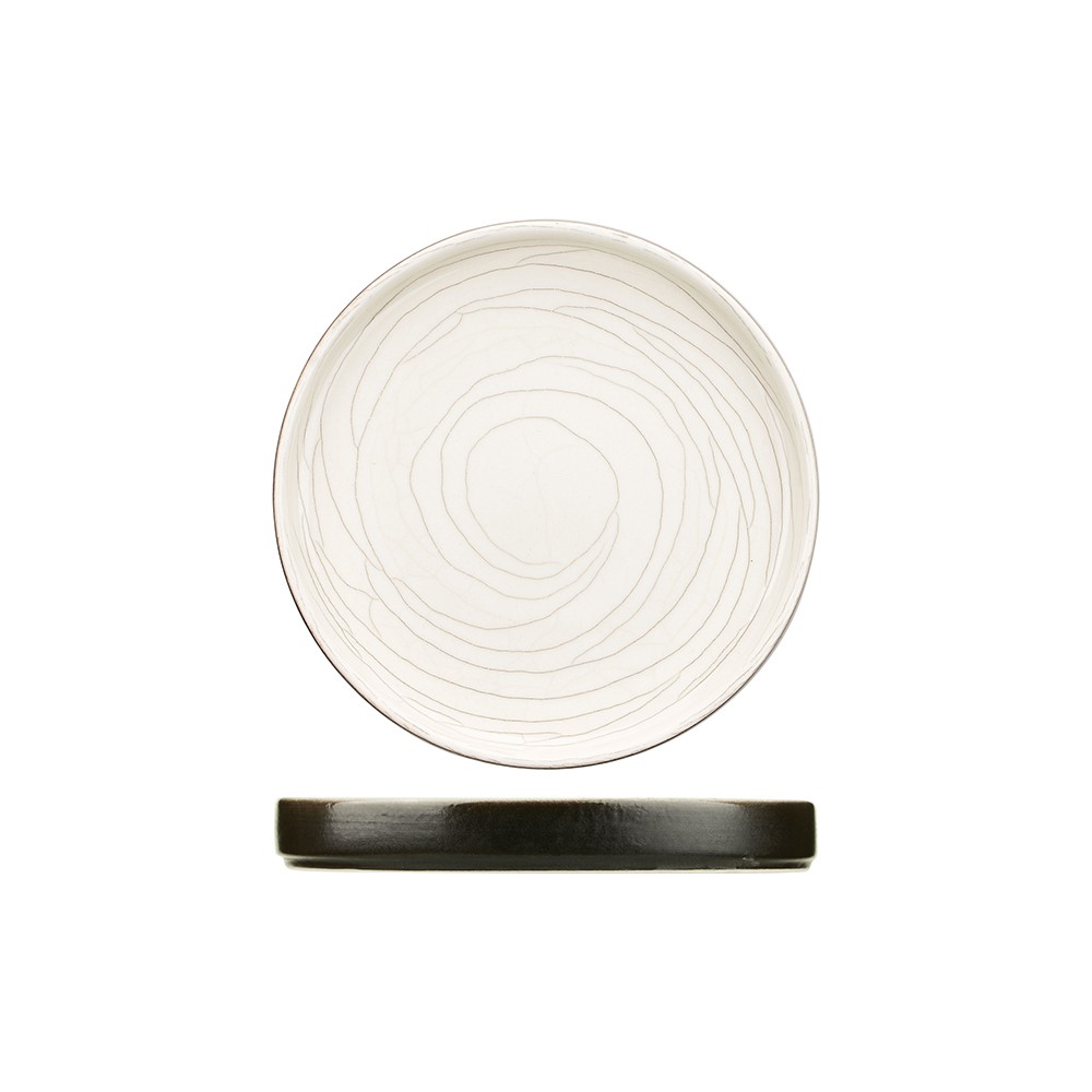 Тарелка с бортом «День и ночь»; керамика; D=185, H=25мм; белый, черный