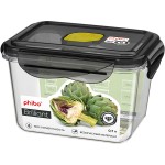 Контейнер для продуктов герметичный с клапаном прямоуг.; тритан; 0, 7л; H=9, L=14, B=11см; черный, прозр.