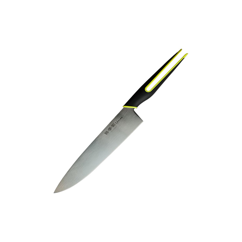Нож «Шеф»; сталь нерж., полипроп.; L=20см; металлич., зелен.