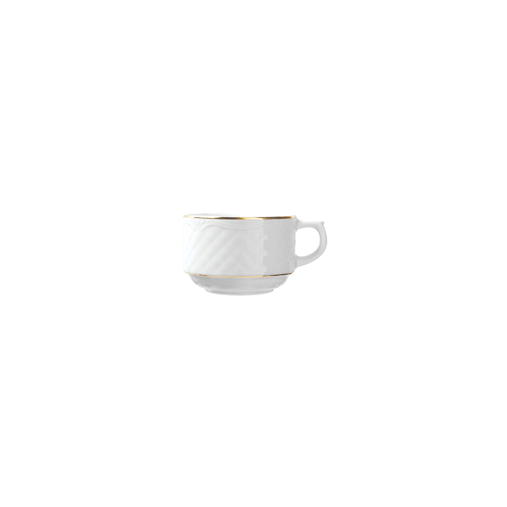 Чашка чайная «Афродита»; фарфор; 190мл; D=80, H=55мм; белый, золотой