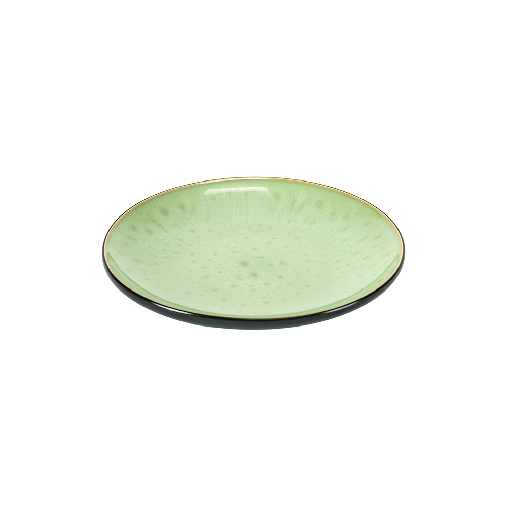 Тарелка «Пьюр»; керамика; D=16, H=2см; черный, зелен.