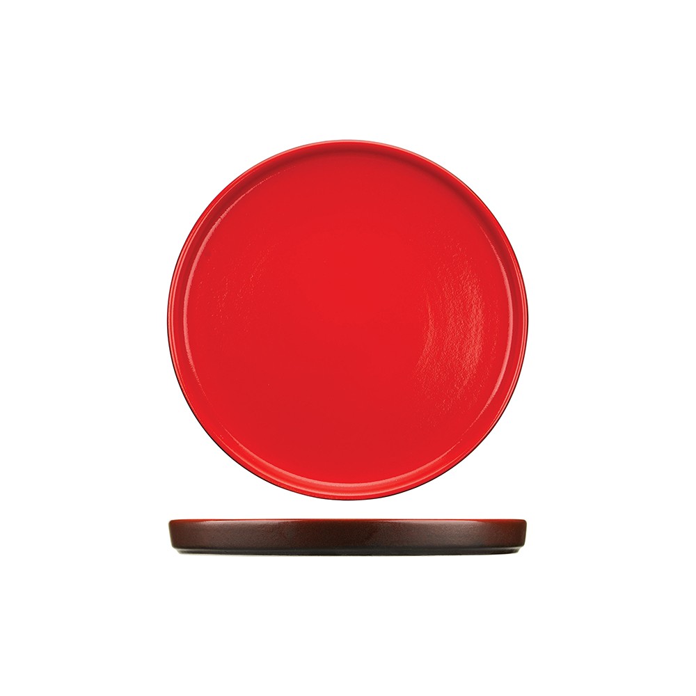 Тарелка с бортом «Кармин»; керамика; D=26, H=3см; красный, черный