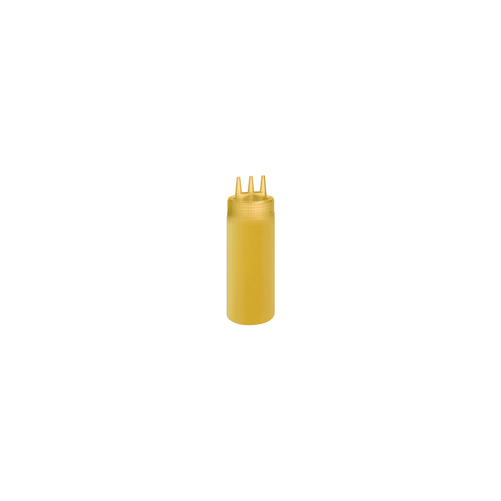 Емкость для соусов с тремя носиками; пластик; 0, 69л; D=7, H=26см; желт.