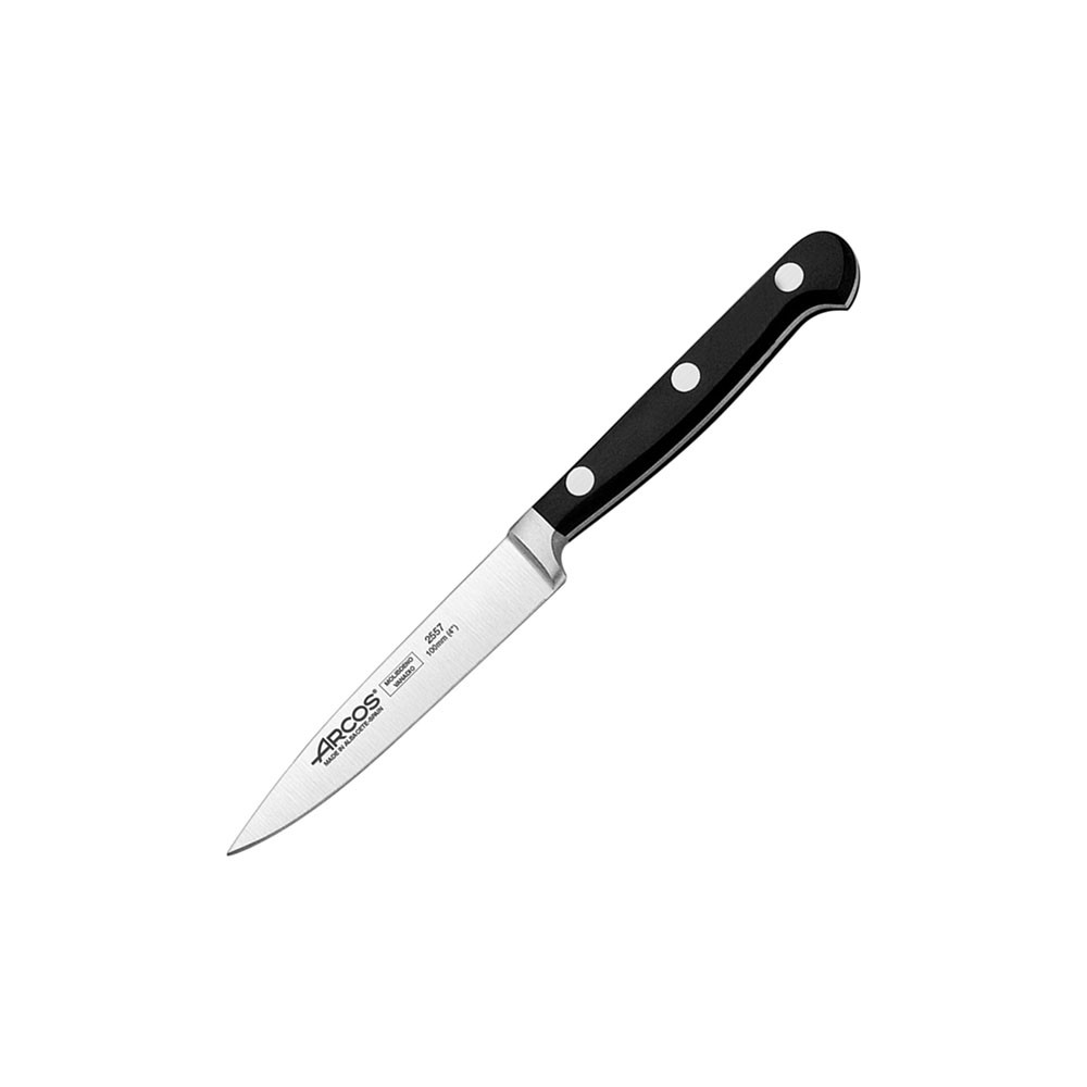 Нож для чистки овощей и фруктов «Класика»; сталь нерж., полиоксиметилен; L=206/100, B=19мм; черный, мет