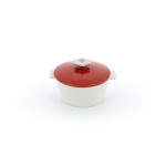 Кастрюля для сервировки с крышкой «Революшн»; керамика; 1, 2л; D=19, H=12, 5см; белый, красный