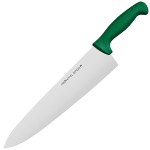 Нож поварской «Проотель»; сталь нерж., пластик; L=435/285, B=65мм; зелен., металлич.