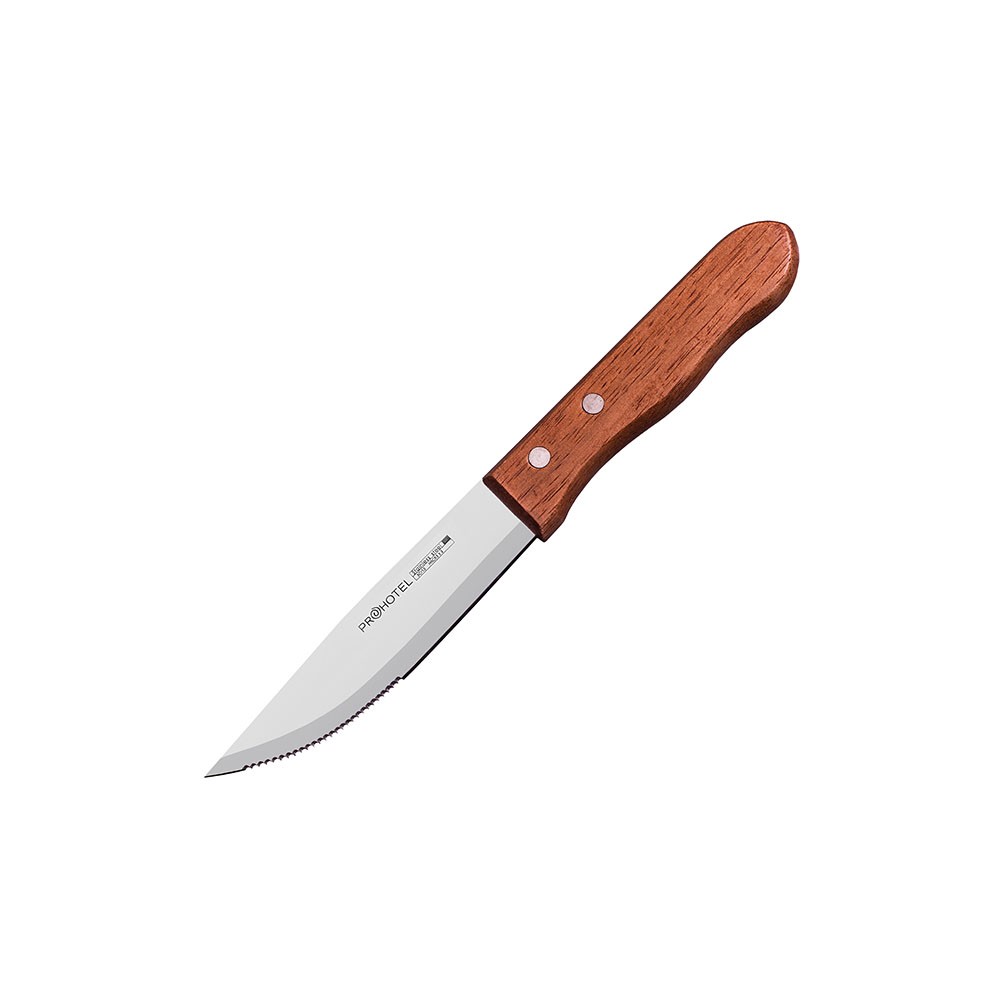 Нож для стейка «Проотель»; сталь нерж., дерево; L=250/125, B=27мм; металлич., коричнев.