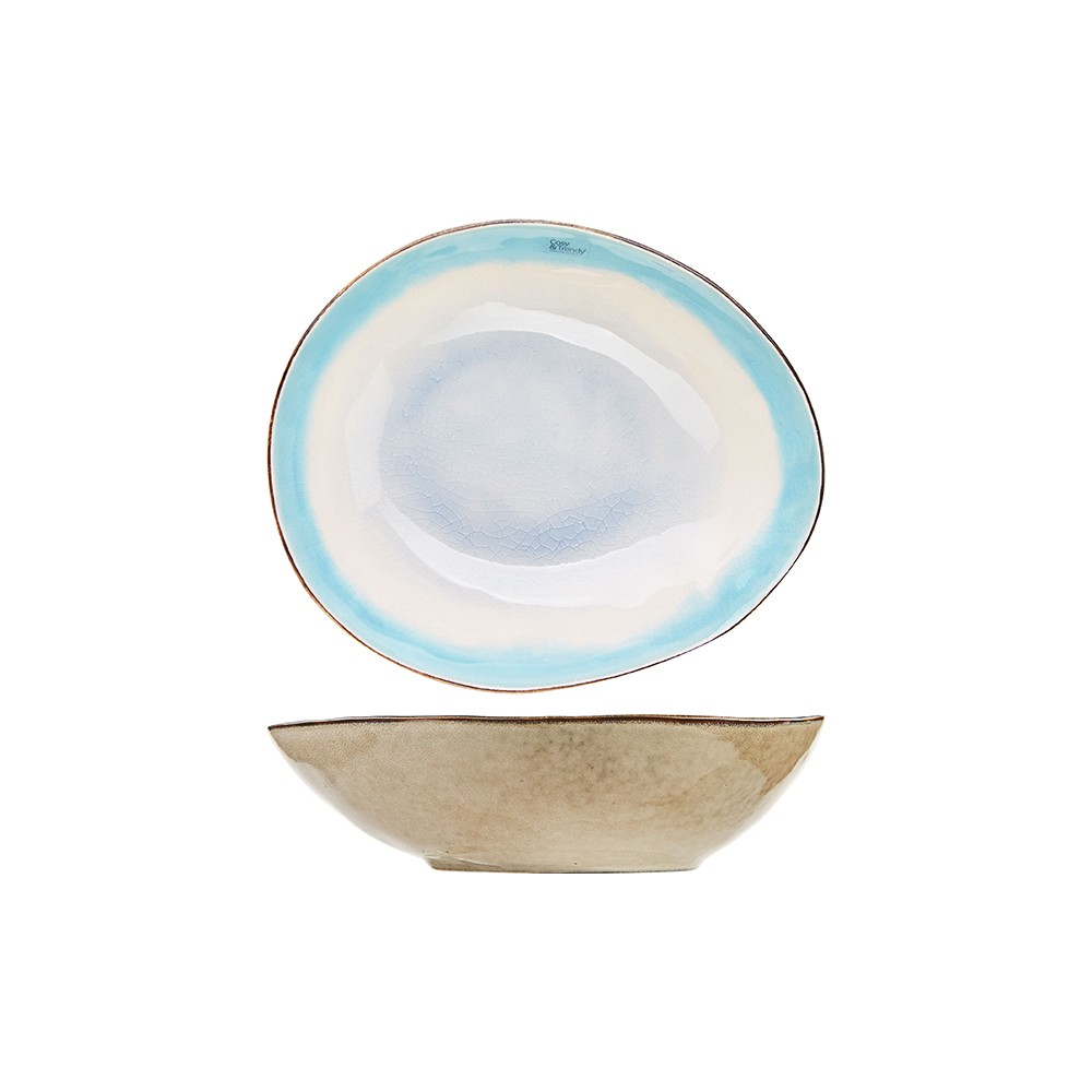 Тарелка глубокая «Малибу»; керамика; D=19, 5см; белый, бирюз.