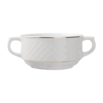 Чашка бульонная «Афродита»; фарфор; 300мл; D=100, H=55, L=145мм; белый, золотой