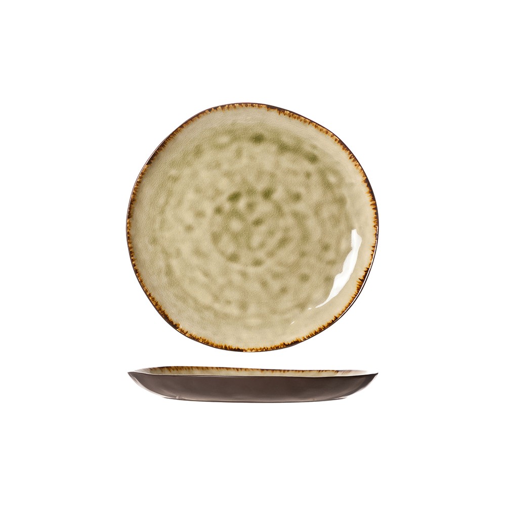 Тарелка мелкая; керамика; D=27, H=3см; зелен., коричнев.
