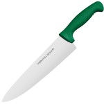 Нож поварской «Проотель»; сталь нерж., пластик; L=380/240, B=55мм; зелен., металлич.