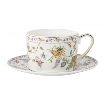 Чашка с блюдцем Флора белая, 0,25 л
