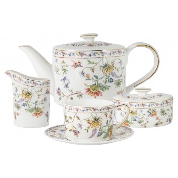 Чайный сервиз Флора белый, 6 персон, 15 предметов