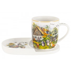 Кружка с блюдцем-подносом Ферма, 0,4 л