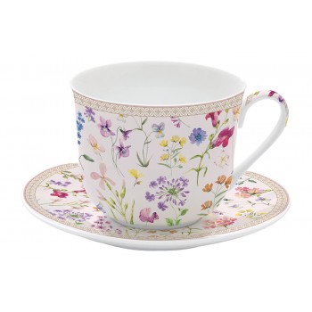 Чашка с блюдцем Цветочная симфония, 0,4 л
