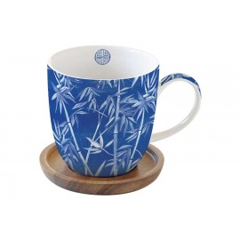 Кружка с крышкой-подставкой из акации Пагода, бамбук, 0,35 л