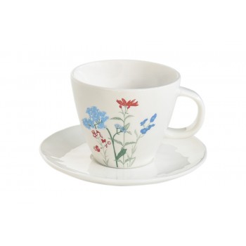 Чашка с блюдцем Луговые цветы, голубые, 0,25 л