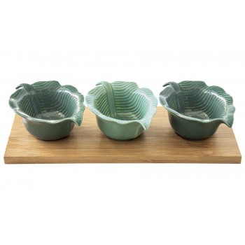 Набор из 3-х салатников на подставке из бамбука Мадагаскар, 12 см