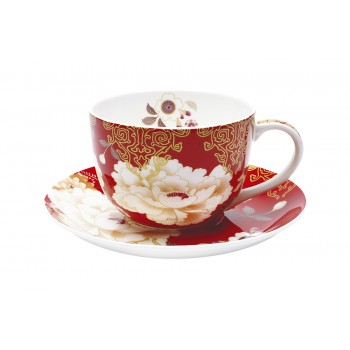 Чашка с блюдцем Кимоно красная, 0,25 л