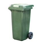 Контейнер для мусора на обрезиненных колесах; пластик; 120л; H=95, L=48, B=48см; зелен.
