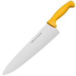 Нож поварской «Проотель»; сталь нерж., пластик; L=435/285, B=65мм; желт., металлич.