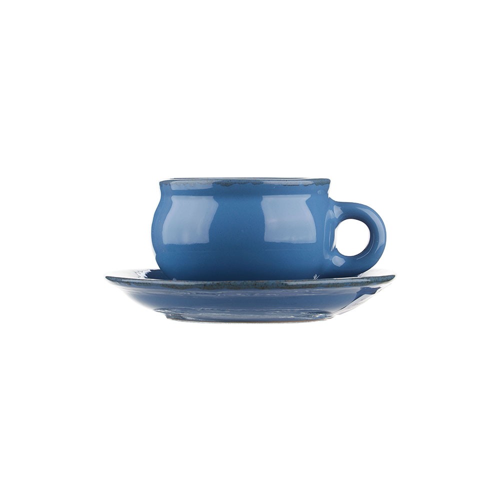 Пара чайная «Синий крафт»; керамика; 250мл; D=9, H=6см; голуб.