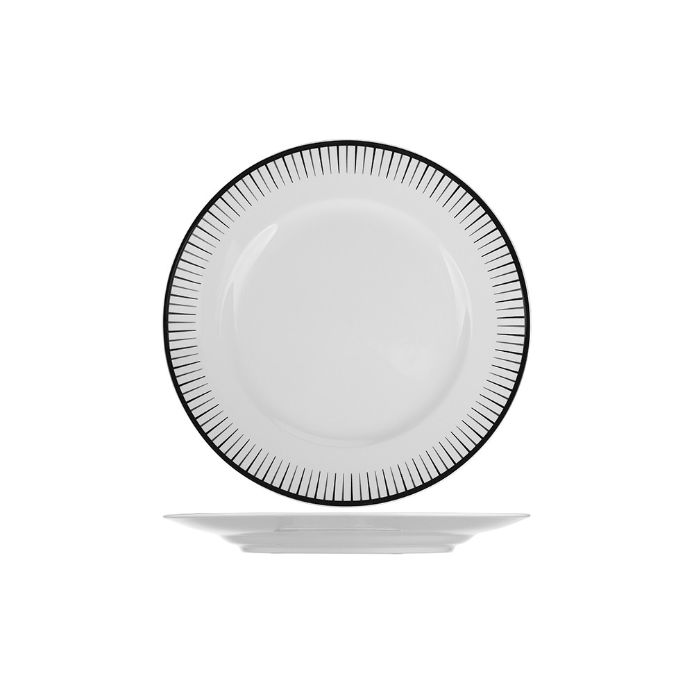 Тарелка «Жансан Блэк»; фарфор; D=285, H=30мм; белый, черный