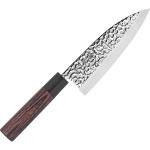 Нож кухонный «Нара» односторонняя заточк; сталь нерж., дерево; L=285/150, B=49мм; металлич., тем.дерево
