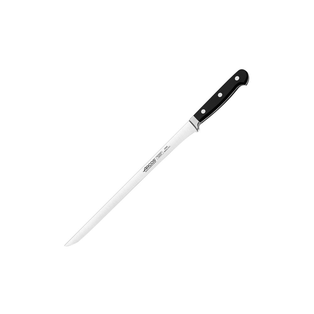 Нож для окорока «Класика»; сталь нерж., полиоксиметилен; L=420/300, B=17мм; черный, металлич.