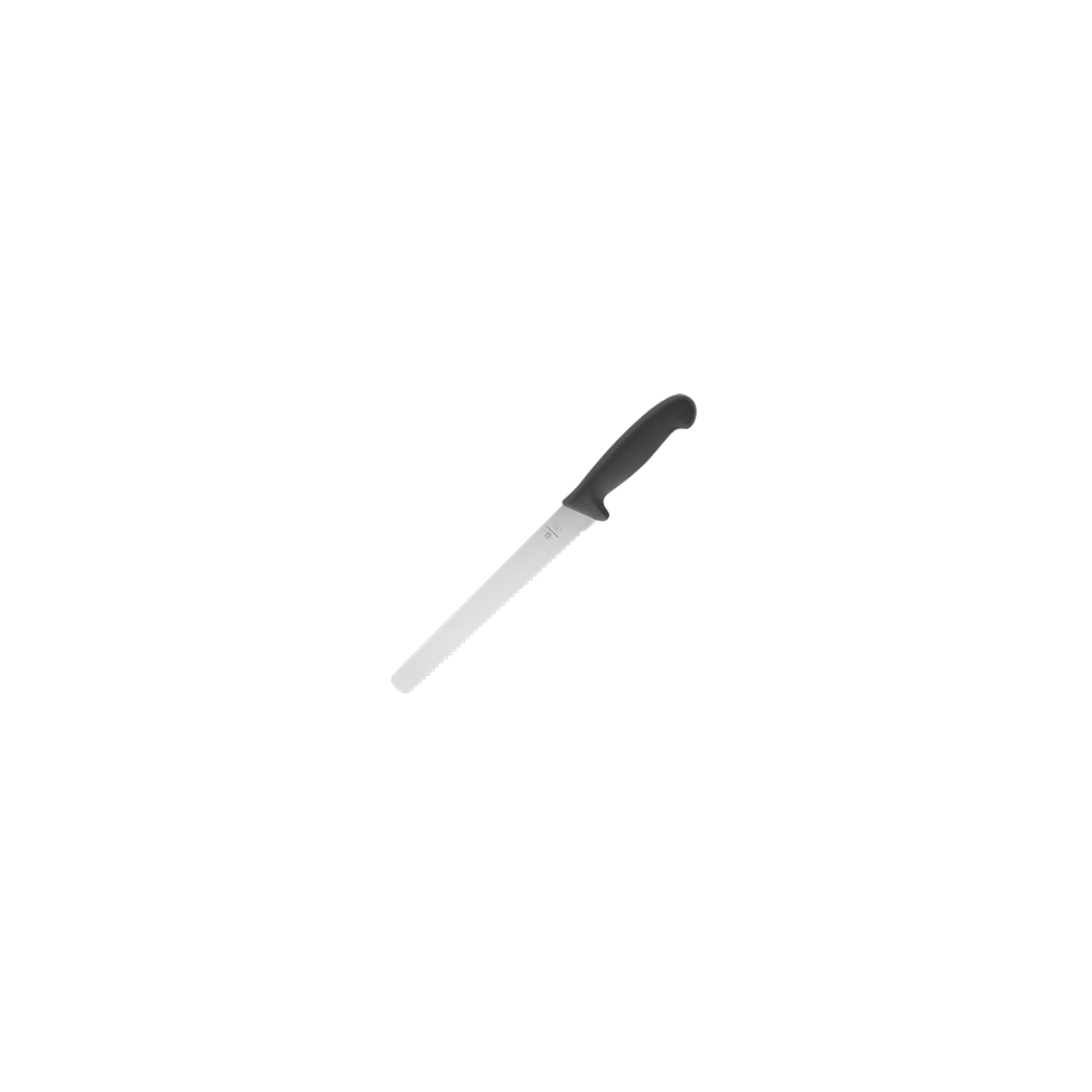 Нож для хлеба; сталь нерж., пластик; L=488/335, B=33мм; черный, металлич.