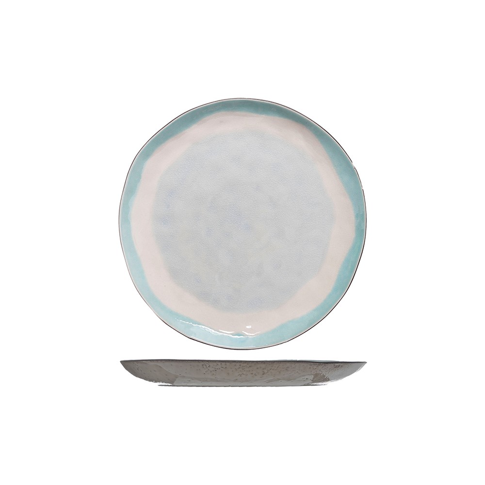 Тарелка мелкая «Малибу»; керамика; D=27см; белый, бирюз.