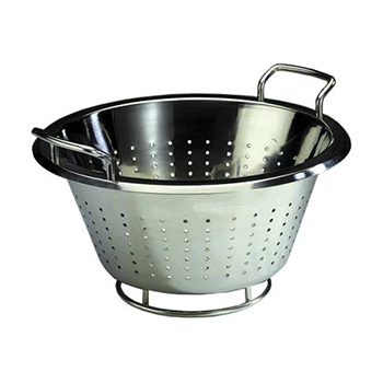 Дуршлаг на подставке с ручками; сталь нерж.; 5л; D=28, H=12, 5см; металлич.