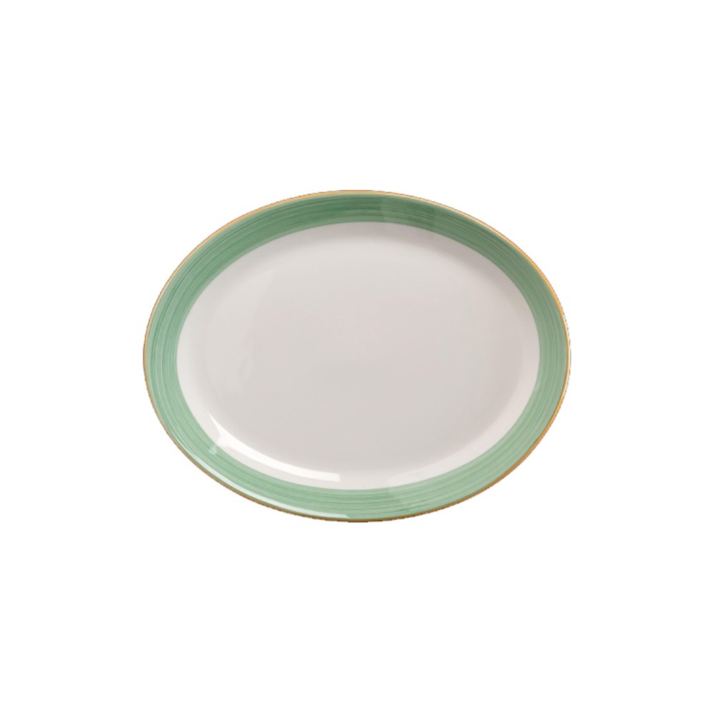 Блюдо овальное «Рио Грин»; фарфор; L=28, B=21, 5см; белый, зелен.
