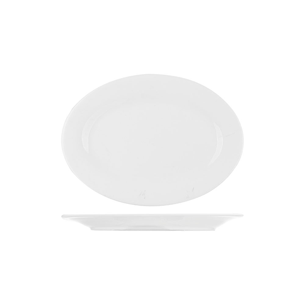 Блюдо овальное «Коллаж»; фарфор; L=25, B=18см; белый