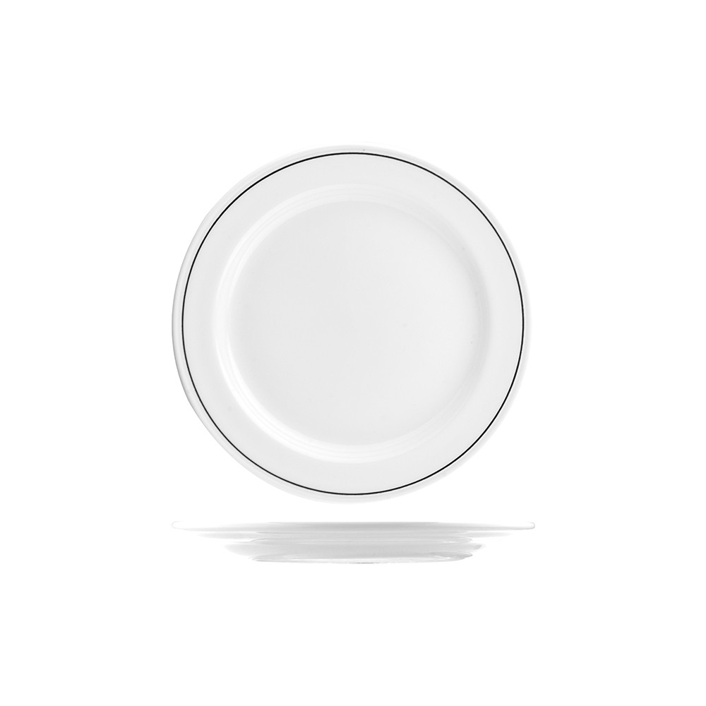 Тарелка мелкая «Блэк Лайн»; фарфор; D=160, H=13мм; белый, черный