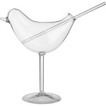 Бокал для коктейля «Птица» с трубочкой; стекло; 200мл; H=18см