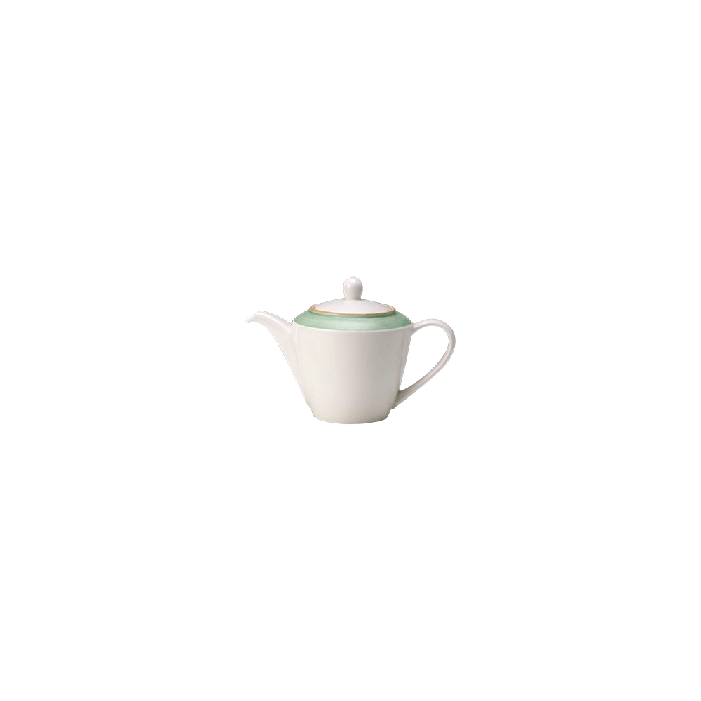 Чайник «Рио Грин»; фарфор; 0, 85л; D=14, H=14, 5, L=14, 5см; белый, зелен.