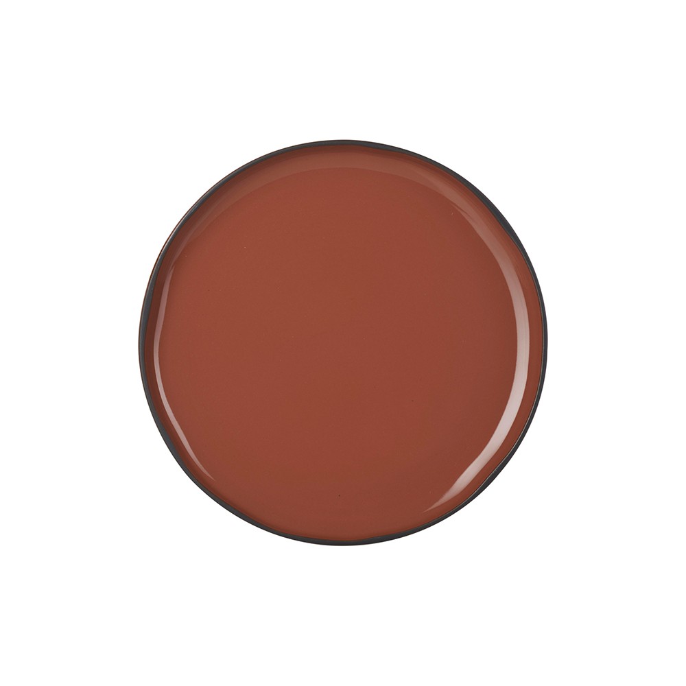 Тарелка с высоким бортом «Карактэр»; керамика; D=21, H=2см; красный, коричнев.