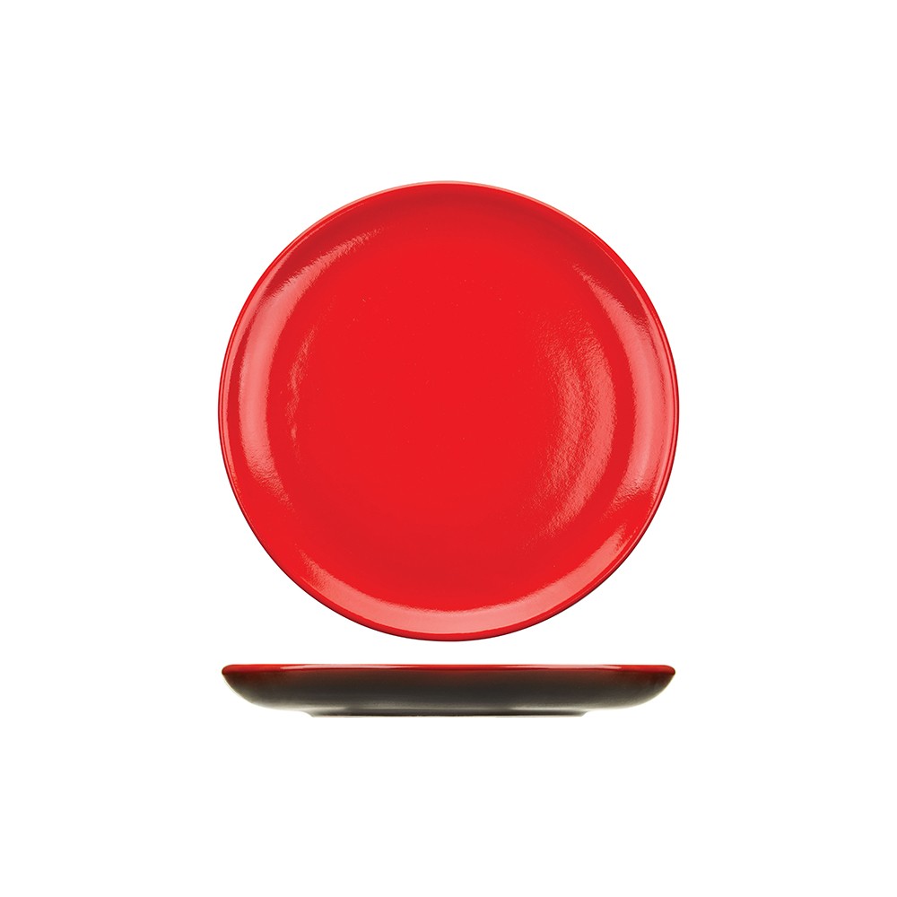 Тарелка плоская б/полей «Кармин»; керамика; D=27см; красный, черный