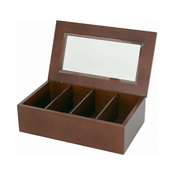 Контейнер для пакетиков чая 4 отделения; дерево; H=10, L=34, B=20см; тем.дерево