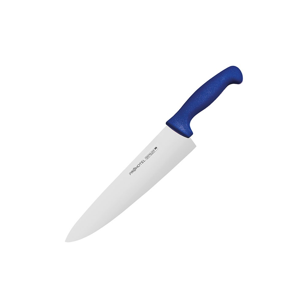 Нож поварской «Проотель»; сталь нерж., пластик; L=380/240, B=55мм; синий, металлич.